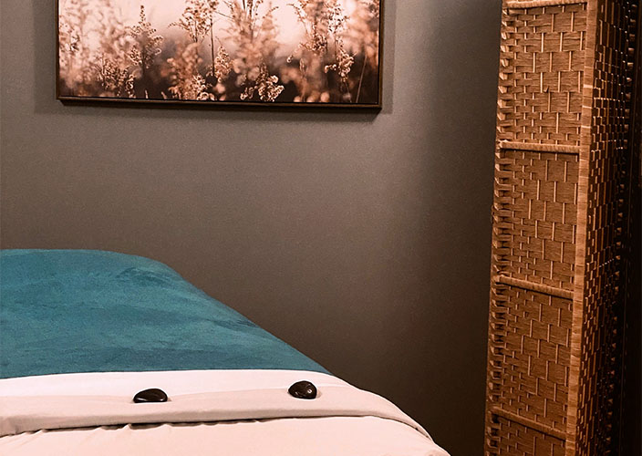 One of Bodhi Wellnesses tranquil massage rooms.